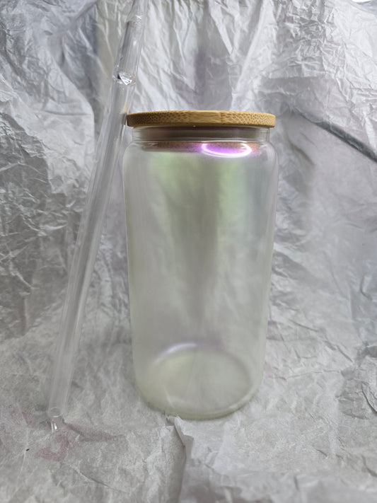 16oz Sublimatable Shimmer Glass Can Tumbler